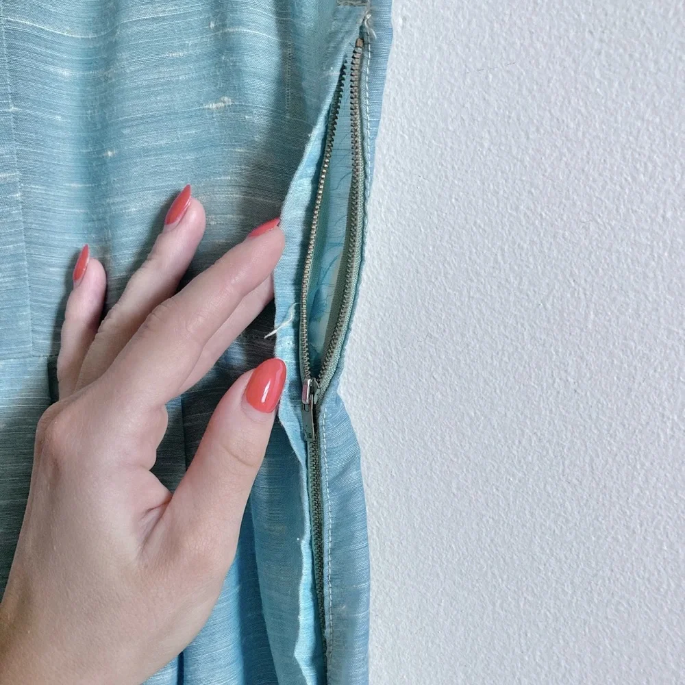 Vintage 1950s Pale Greeny Blue Sleeveless Dress with Matching Bolero - Picture 8 of 11